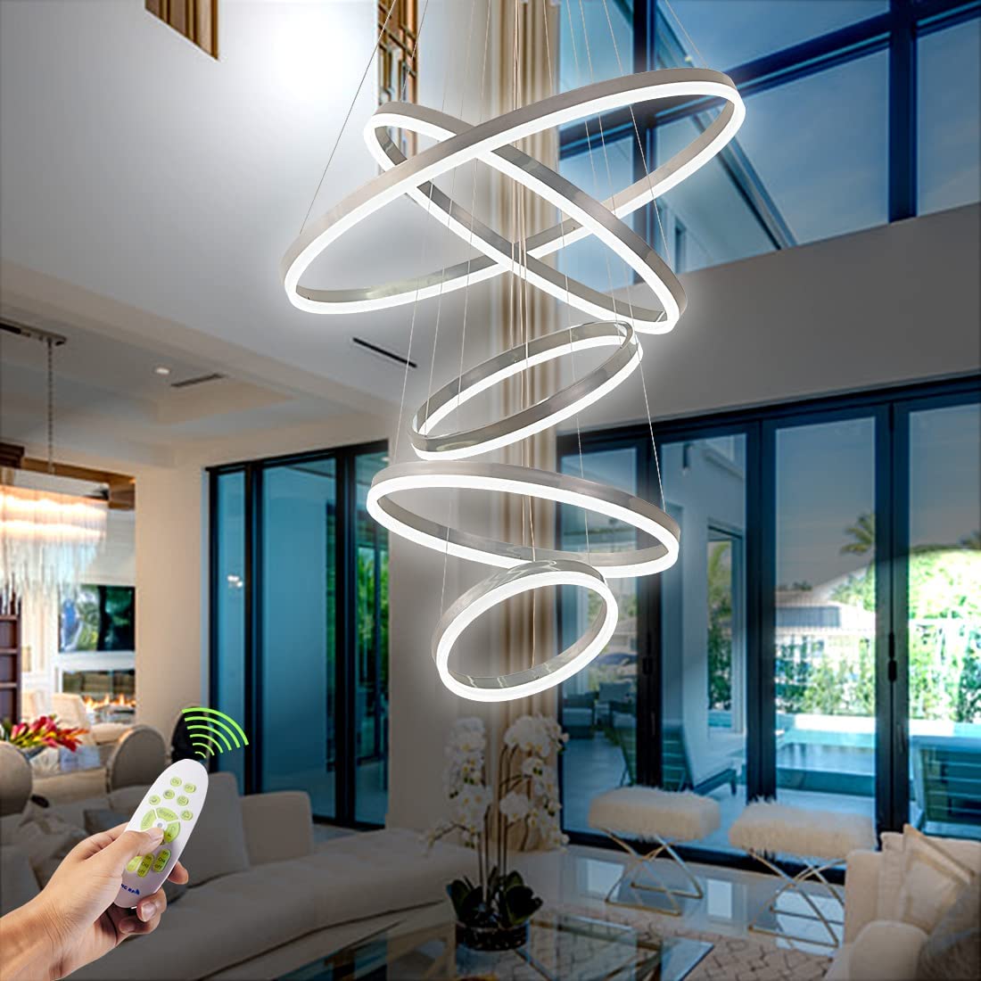 Contemporary Acrylic Modern Led Pendant Light Rings