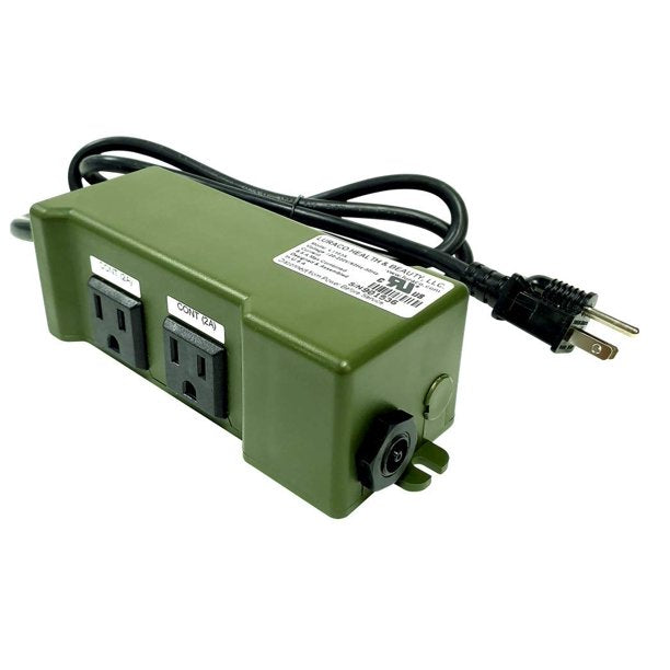 Translation missing: en.SNS Chairs Houston product, green dual-outlet power box for pedicure chair setup