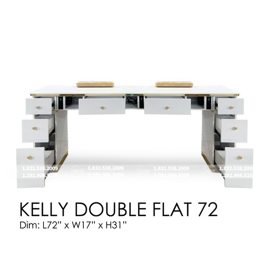 Translation missing: en.Kelly Double Table Flat 72 - White/Gold