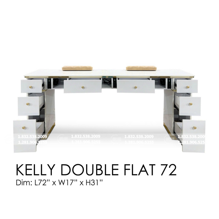 Translation missing: en.Kelly Double Table Flat 72 - White/Gold