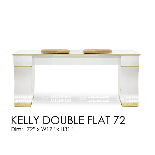 Translation missing: en.Kelly Double Table Flat 72 - White/Gold