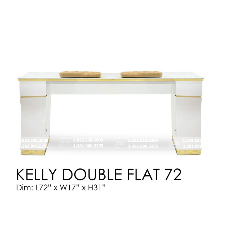 Translation missing: en.Kelly Double Table Flat 72 - White/Gold