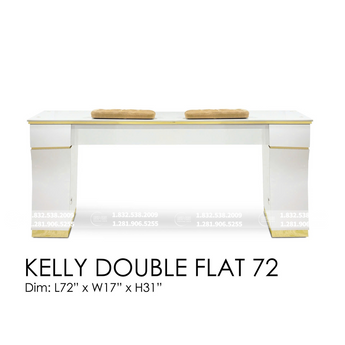 Kelly Double Table Flat 72 - White/Gold