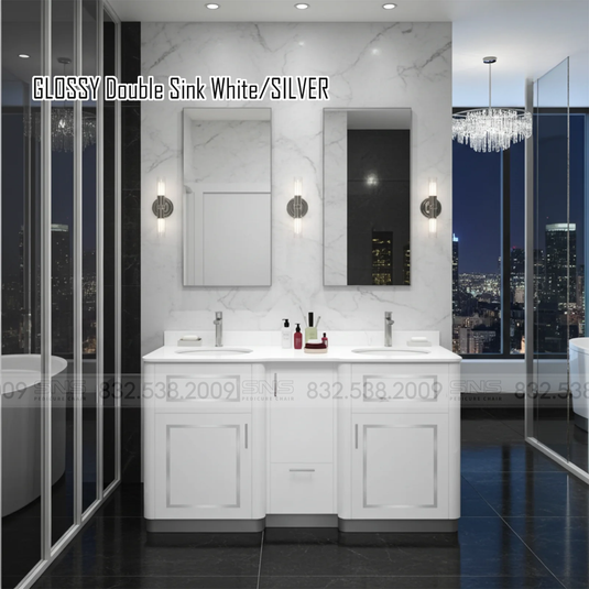 Translation missing: en.Glossy Double Sink White/Silver
