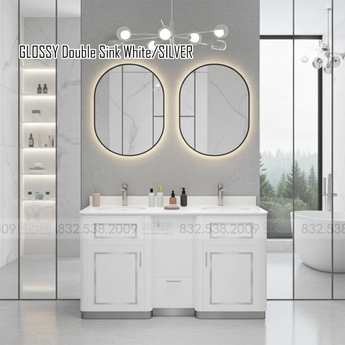 Glossy Double Sink White/Silver