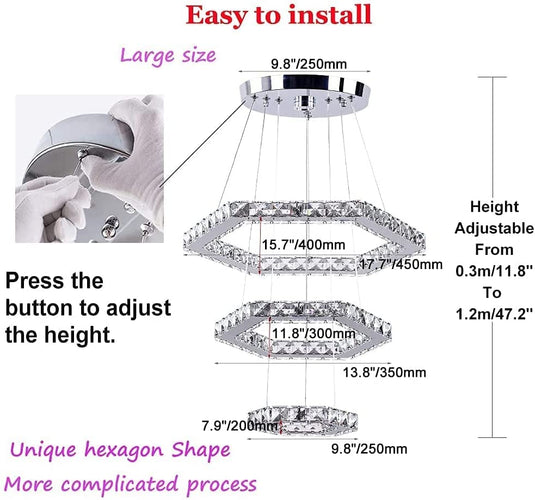 Translation missing: en.Crystal Polygon Light 3 Rings
