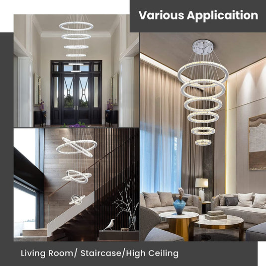 Translation missing: en.Crystal LED Pendant Lighting 6 Rings