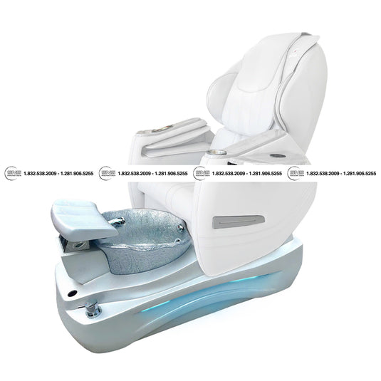 Translation missing: en.Premium - Katy II White/Silver Pedicure Chair