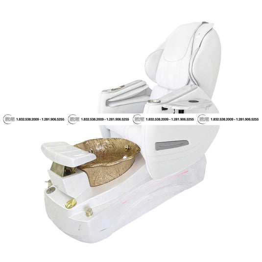 Translation missing: en.Premium - Katy II White/Gold Pedicure Chair